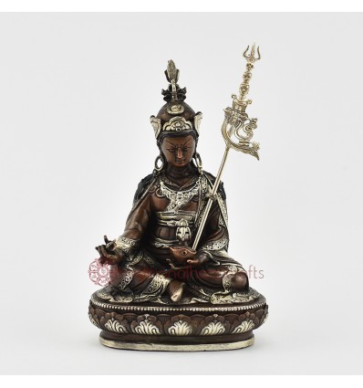 Silver Plated in Oxidation Finish  4.25" Guru Rinpoche / Padmasambhava Statue