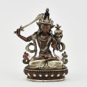 Silver Plated in Oxidation Finish 4.5" Manjushri / Jambiyang Statue