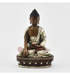 Silver Plated in Oxidation Finish 4" Shakyamuni Buddha / Tomba Statue