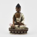 Silver Plated in Oxidation Finish 4" Shakyamuni Buddha / Tomba Statue