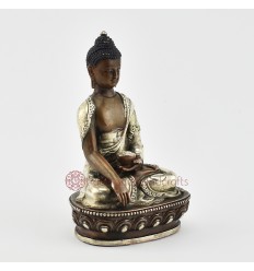 Silver Plated in Oxidation Finish 4" Shakyamuni Buddha / Tomba Statue