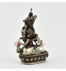 Silver Plated in Oxidation Finish 4.5" Vajradhara / Dorje Chang Statue