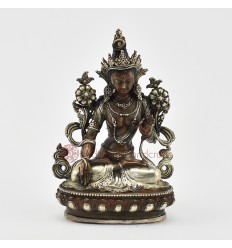 Silver Plated in Oxidation Finish 4.5" White Tara / Dholkar Statue