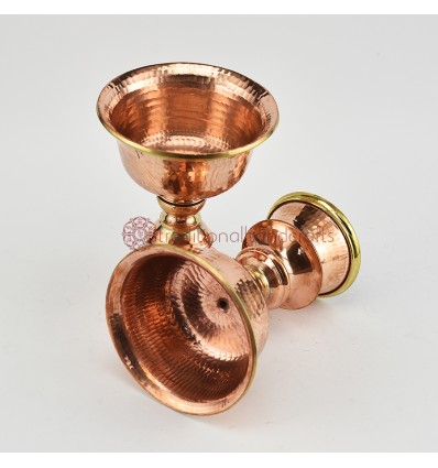 Hand Made Copper Alloy with Brass 4" Butter Lamps Set