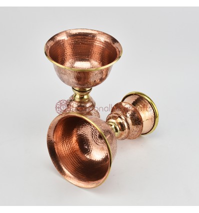 Hand Made Copper Alloy with Brass 5.25" Butter Lamps Set