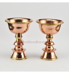 Hand Made Copper Alloy with Brass 5.25" Butter Lamps Set