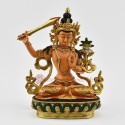 Hand Painted 24 Karat Gold Gilded Manjushri / Jambiyan Statue