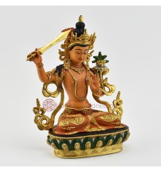 Hand Painted 24 Karat Gold Gilded Manjushri / Jambiyan Statue