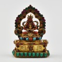 Hand Carved Gold Plated Aparmita / Amitayus / Tsepame Silver Statue