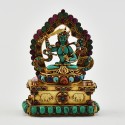 Hand Carved Gold Plated  Manjushri / Jambiyang Silver Statue