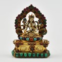 Hand Carved Gold Plated White Tara / Dholkar Silver Statue