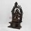 Hand Made Copper Alloy in Oxidation Finish 17.5" Chenrezig on Throne Sculpture