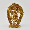 Hand Made Gold Plated and Hand Painted Face 7.5" Simha Mukha Yogini Statue