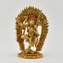 Hand Made Gold Plated and Hand Painted Face 7.5" Vajravarahi Yogini Statue