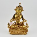 Hand Made Copper Alloy with 24 Karat Gold Gilded and Hand Painted Face 10" Vajrasattva / Dorjesempa Statue