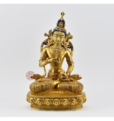 Hand Made Fine Quality 24 Karat Gold Gilded Face Painted Vajrasattva Statue