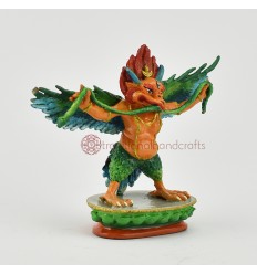 Hand Crafted Copper Alloy with Beautifully Hand Painted 3.5" Garuda Statue