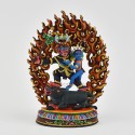 Hand Crafted Copper Alloy with Beautifully Hand Painted 5.5" Yama Dharmaraja Statue