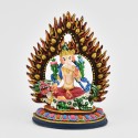 Fine Quality Copper Alloy with Beautifully Hand Painted Two Armed Ganesha on Lion Statue