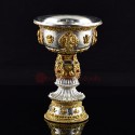 Fine Quality Gold & Silver Plated Tibetan Buddhist Copper Butter Lamps 