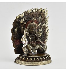 Tibetan Buddhist Vajrapani Chanadorje Silver Plated Copper Statue