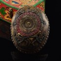 Finely Hand Carved Resin and Silver Plated Copper 6.75" Citipati Mandala Kapala