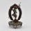 Fine Quality Oxidized Copper Alloy with Silver Plated 7" Simha Mukhi Jogini on Mandala Statue