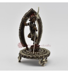 Fine Quality Oxidized Copper Alloy with Silver Plated 6.75" Vajravarahi on Mandala Statue