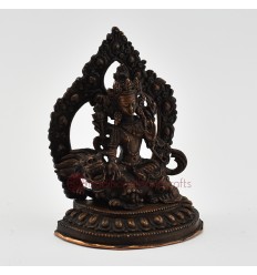 Fine Quality Oxidized Copper Alloy 5" Green Tara on Lion Statue