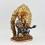 Hand Carved Buddhist Tibetan Ritual Dragon Dzambhala Gold Gilded Hand Face Painted Copper Statue