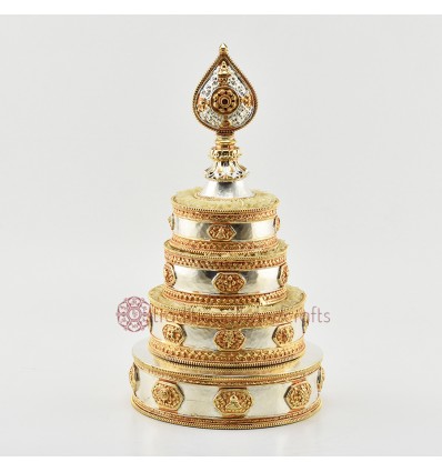 Fine Quality Gold & Silver Plated Tibetan Buddhist Copper Mandala Set