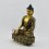 Hand Carved Gold Gilded and Silver Plated with Hand Painted Face 8" Shakyamuni Buddha Statue