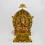 Hand Carved Gold Gilded & Hand Face Painted Buddhist Tibetan Green Taraon Throne Sculpture Copper Ritual Rupa Statue