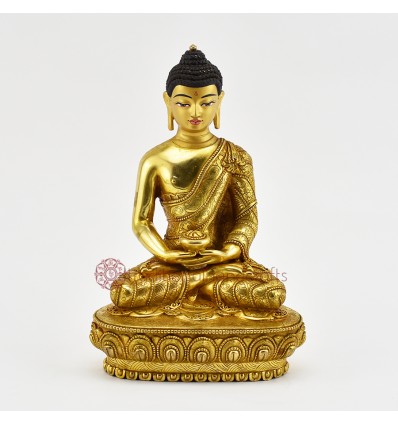 Hand Carved Gold Gilded Tibetan Buddhist Amitabha / Amida Buddha Opame Religious Ritual Statue