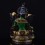 Hand Carved Gold Gilded Silver Plated & Hand Painted Five Metal Tibetan Buddhist Green Tara / Dholma Statue