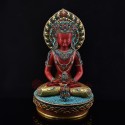 Hand Carved Painted Copper Alloy 24 Karat Gold Gilded Tibetan Buddhist Aparmita / Amitayus / Tsepame statue