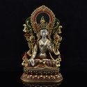 Hand Carved Copper Alloy Gold Gilded & Hand Painted Tibetan White Tara / Dholkar Statue Rupa