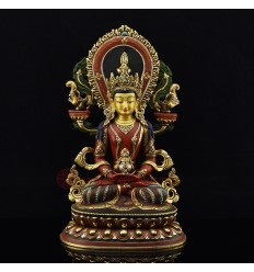 Hand Carved Gold Gilded & Copper Alloy Tibetan Buddhist Aparmita / Amitayus / Tsepame Rupa