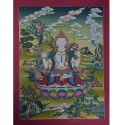 Hand Painted 26”x20” Chenrezig Avalokiteshvara Thangka Painting