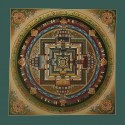 Original Hand Painted Gold Detailed Tibetan Buddhist Kalachakra Mandala Thangka