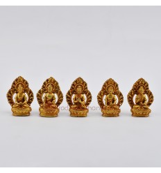 Machine Made Tibetan Buddhist 2" Dhyani Buddha or Pancha Buddha Statues Set