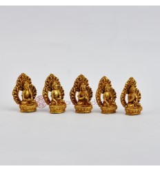 Machine Made Tibetan Buddhist 2" Dhyani Buddha or Pancha Buddha Statues Set