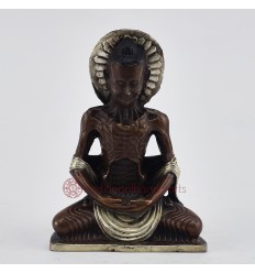 Machine Made Oxidized Copper Alloy with Silver Plated Fasting Buddha Statue