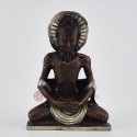 Machine Made Oxidized Copper Alloy with Silver Plated Fasting Buddha Statue