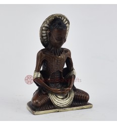 Machine Made Oxidized Copper Alloy with Silver Plated Fasting Buddha Statue