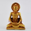 Machine Made Copper Alloy with Gold Plated 3.25" Fasting Hungry Buddha Statue