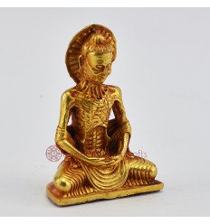 Machine Made Copper Alloy with Gold Plated 3.25" Fasting Hungry Buddha Statue