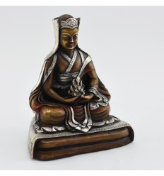 Oxidized Copper Alloy with Silver Plated 4.25" Gampopa Statue