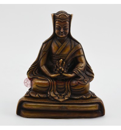 Machine Made Oxidized Copper Alloy 4.25" Gampopa Statue