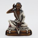 Machine Made, Oxidized Copper Alloy Wiith with Silver Plated 4" Milarepa Statue